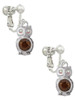 3-D Brown & AB Crystal Owl Clip On Earrings