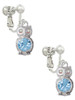 3-D Light Blue & AB Crystal Owl Clip On Earrings