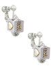 Two Tone Love You Square Spinner Clip On Earrings
