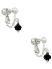 Black - 6mm Crystal Bicone Clip On Earrings