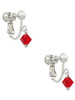 July - Red - 6mm Crystal Bicone Clip On Earrings