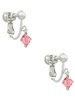 October - Hot Pink - 6mm Crystal Bicone Clip On Earrings