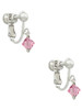 Pink - 6mm Crystal Bicone Clip On Earrings