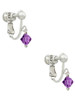 February - Purple - 6mm Crystal Bicone Clip On Earrings