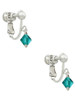 December - Teal - 6mm Crystal Bicone Clip On Earrings