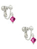 Fuchsia - 6mm Crystal Bicone Clip On Earrings