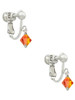 Orange - 6mm Crystal Bicone Clip On Earrings