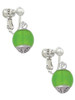 12mm Lime Green - Roller Spinner with Silver Tone Lining Glass Spinner Clip On Earrings