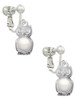 3-D Imitation Pearl & Clear Crystal Owl Clip On Earrings