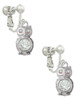 3-D Clear AB Crystal Owl Clip On Earrings