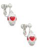 Red Heart Spinner Clip On Earrings