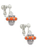 Crystal Orange Spinner Clip On Earrings