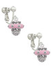Crystal Pink Spinner Clip On Earrings