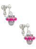 Crystal Hot Pink Spinner Clip On Earrings