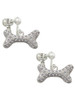 Large Clear Crystal Dog Bone Clip On Earrings