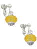 Yellow Faceted Glass Spinner Clip On Earrings