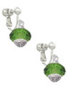 Green Faceted Glass Spinner Clip On Earrings