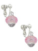 Pink Faceted Glass Spinner Clip On Earrings