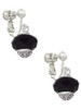Black Faceted Glass Spinner Clip On Earrings