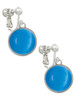 Round - Imitation Cat's Eye - Dark Teal - Clip On Earrings