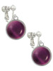 Round - Imitation Cat's Eye - Purple - Clip On Earrings