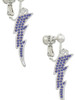 Large Blue Crystal Lightning Bolt Clip On Earrings