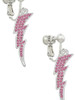 Large Hot Pink Crystal Lightning Bolt Clip On Earrings