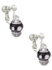 White Dots on Black Spinners Clip On Earrings