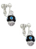 Hot Blue Dots on Black Spinner Clip On Earrings