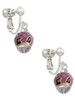 Hot Pink & Purple Wide Cheetah Print - Gold Tone Spinner Clip On Earrings