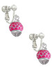 Hot Pink Giraffe Print - Silver Tone Spinner Clip On Earrings