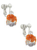 Hot Orange Hibiscus Flowers Spinner Clip On Earrings