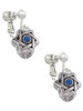 Star of David with Blue Crystal Spinner Clip On Earrings