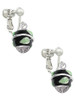 Lime Leaves on Black Band Spinner Clip On Earrings