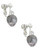 Silver Tone Volleyball Spinner Clip On Earrings