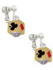 Card Suits Square Gold Tone Spinner Clip On Earrings