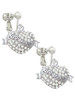Believe Banner on Clear Crystal Heart Clip On Earrings
