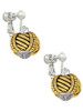 Large Rope with Cross Spinners Gold Tone Spinner Clip On Earrings