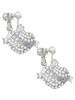 Lil Sister Banner on Clear Crystal Heart Clip On Earrings