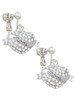 Mom Banner on Clear Crystal Heart Clip On Earrings