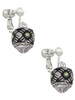 Diagonal Banded Barrel with Lime Green Crystals Spinner Clip On Earrings