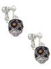 Diagonal Banded Barrel with Yellow Crystals Spinner Clip On Earrings