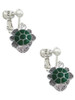 Green Enamel 2-D Turtle Spinner Clip On Earrings