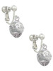 Raised Silver Tone Flowers with Clear Crystals on Barrel Spinner Clip On Earrings