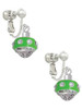 Lime Green with Crystals Spinner Clip On Earrings