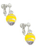 Yellow Softball with Silver Tone Stitching Spinner Clip On Earrings