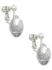 Silver Tone Barrel with AB Clear Crystal Stars Spinner Clip On Earrings