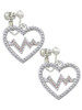 Large Clear Crystal Heart with AB Crystal Heartbeat Clip On Earrings
