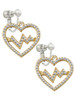 Gold Tone Large Crystal Heart - Heartbeat Clip On Earrings