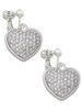 Large Rounded Clear Oktant Crystal Heart Clip On Earrings